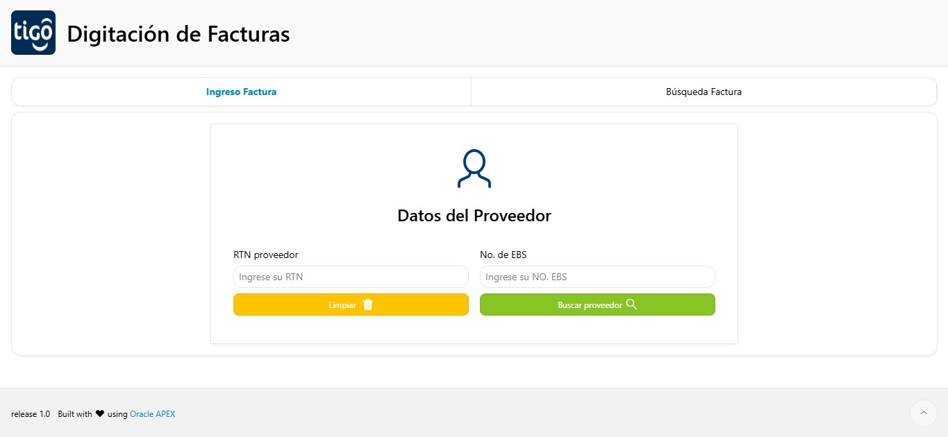 Portal de Digitacion de Facturas SO-Tigo